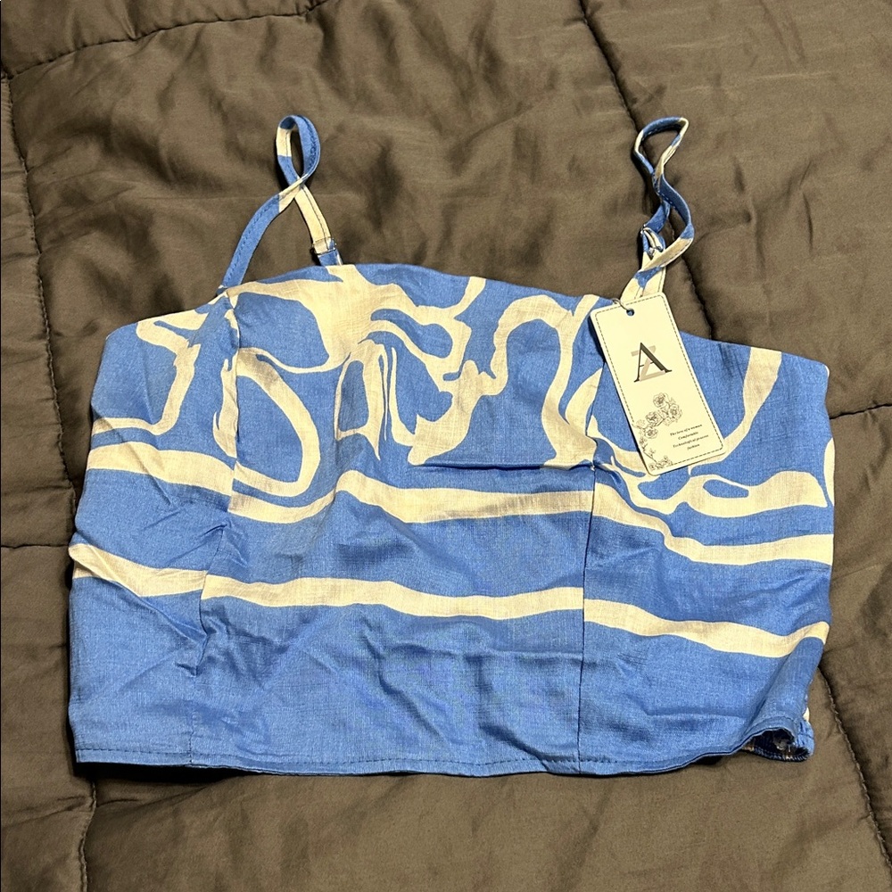 Blue and Cream Strappy Top